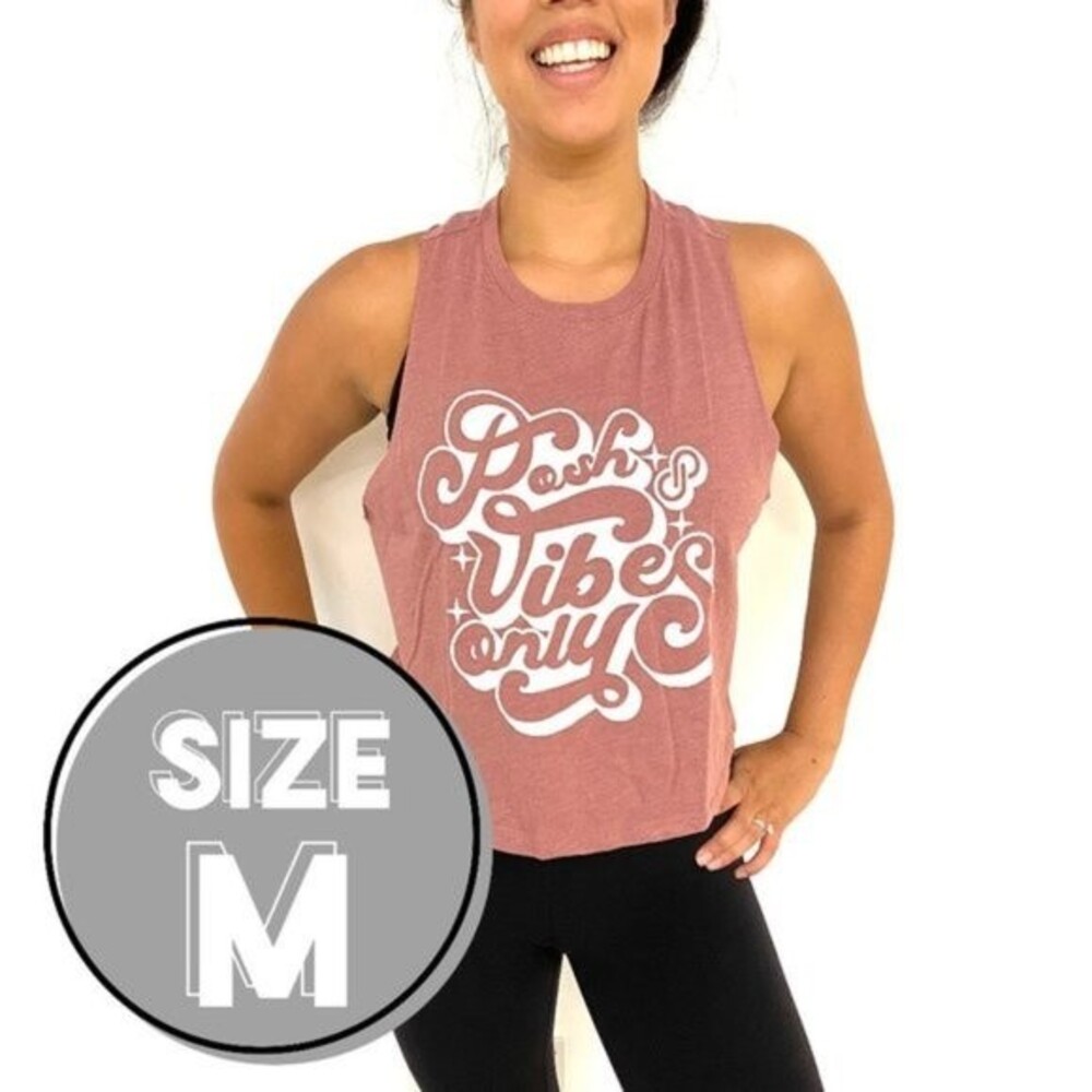 Posh Vibes Only Poshmark Pink Crop Tank Top NWOT Size Medium